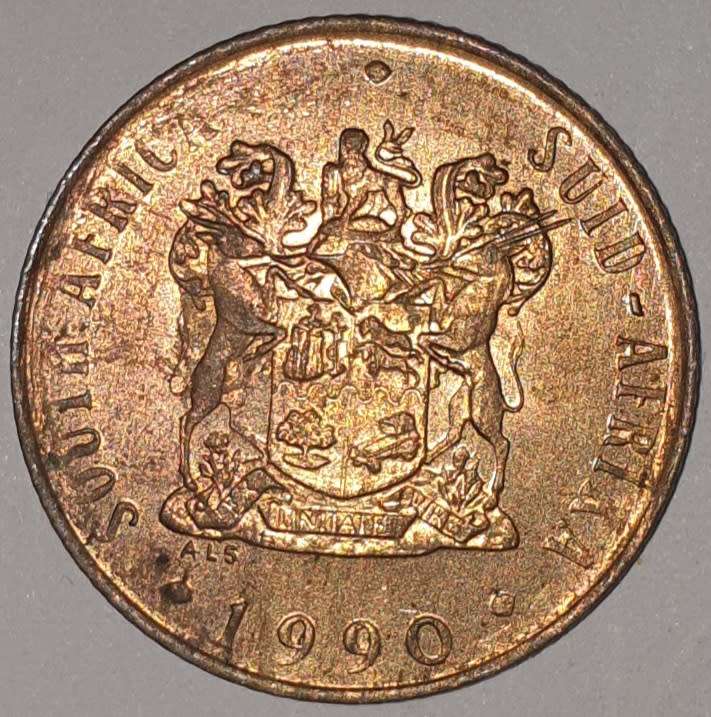 1990 - 2 CENT COIN (TWO CENT COIN) - RSA - BRONZE - KM#83 - BILINGUAL LEGEND - WILDEBEEST